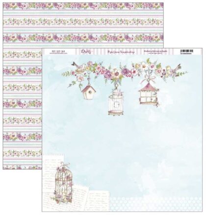 Papel Scrap 30x30 Flores con Jaulas · SCP-364