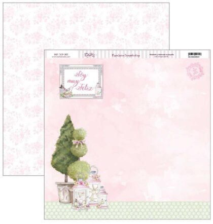 Papel Scrap 30x30 Árboles, flores y cartel · SCP-365